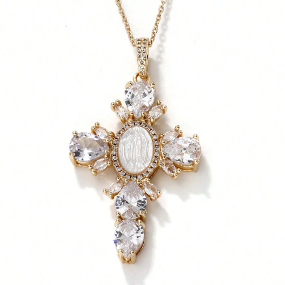 Psalms Necklace - Gold / White Emeralds