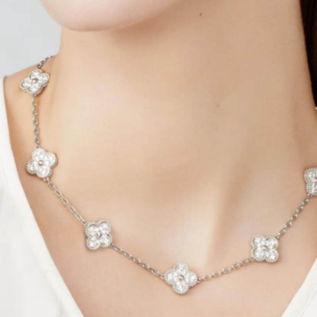 Coki Melli Necklace - White / Silver Diamond