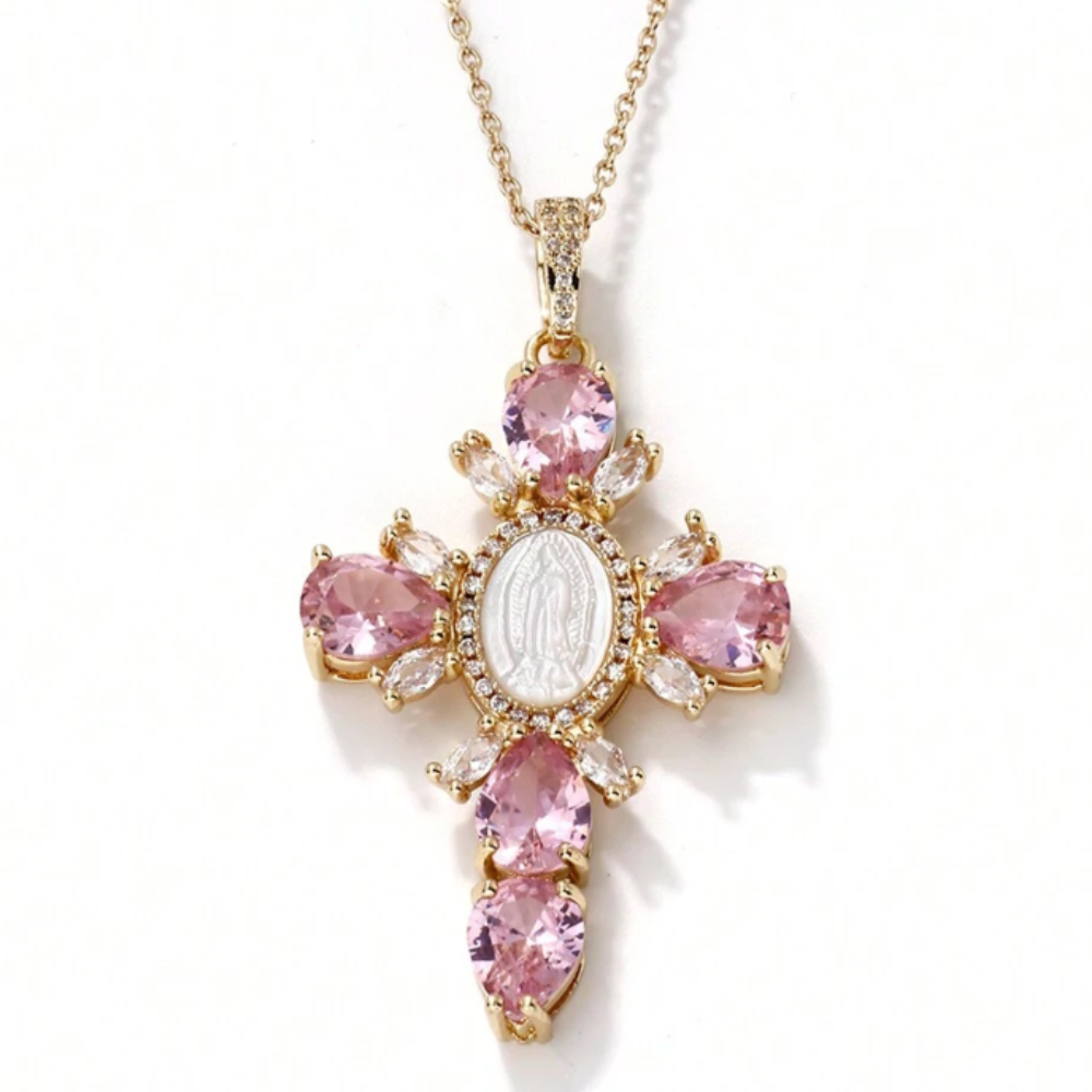 Psalms Necklace - Gold / Pink Emeralds
