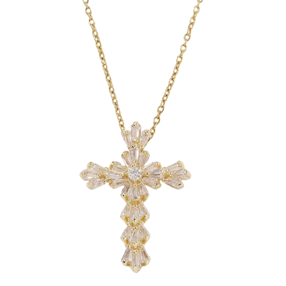 Proverbs Necklace - Gold / White Emeralds