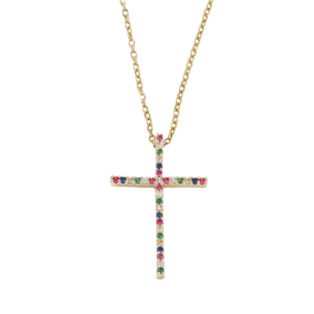 Proverbs Necklace - Gold / Colorful Stones