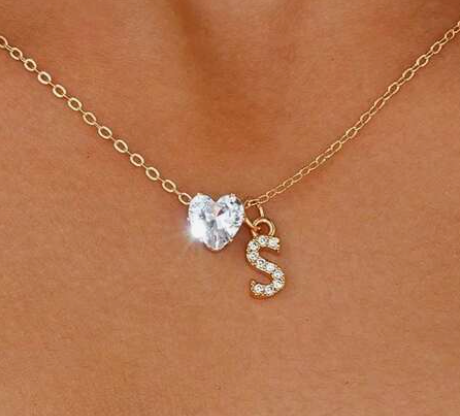 Anna Necklace - personalized letter with heart diamond