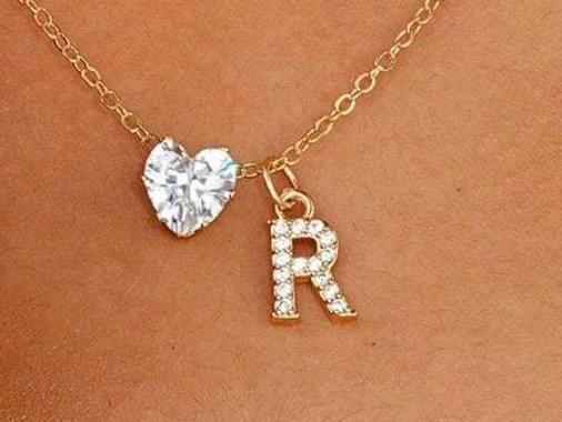 Anna Necklace - personalized letter with heart diamond
