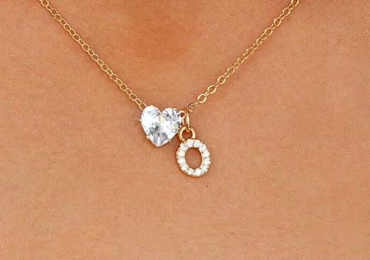 Anna Necklace - personalized letter with heart diamond