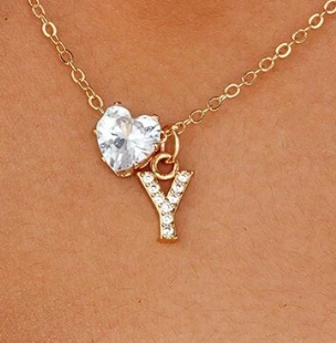 Anna Necklace - personalized letter with heart diamond