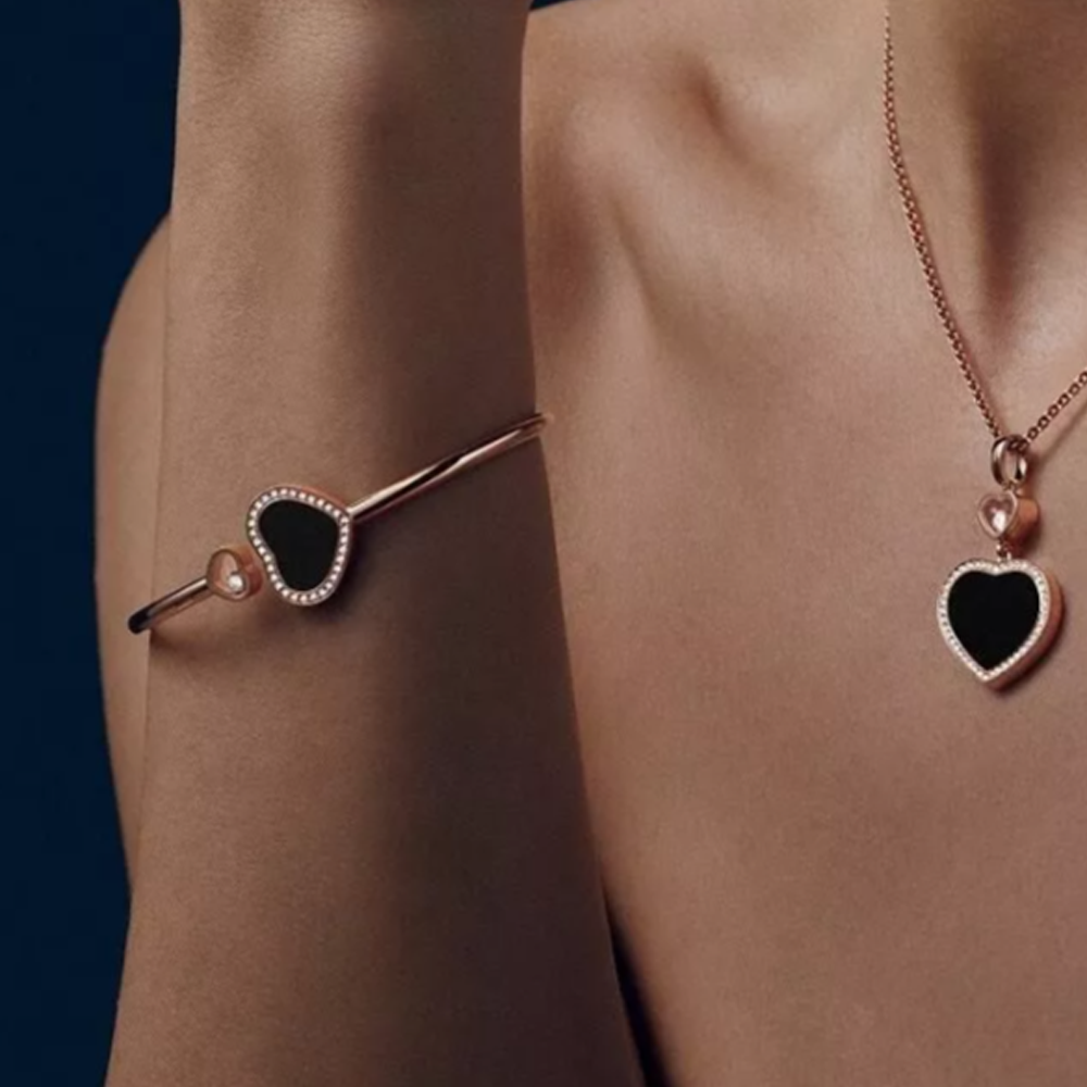 Heart Bracelet - Rose Gold Black