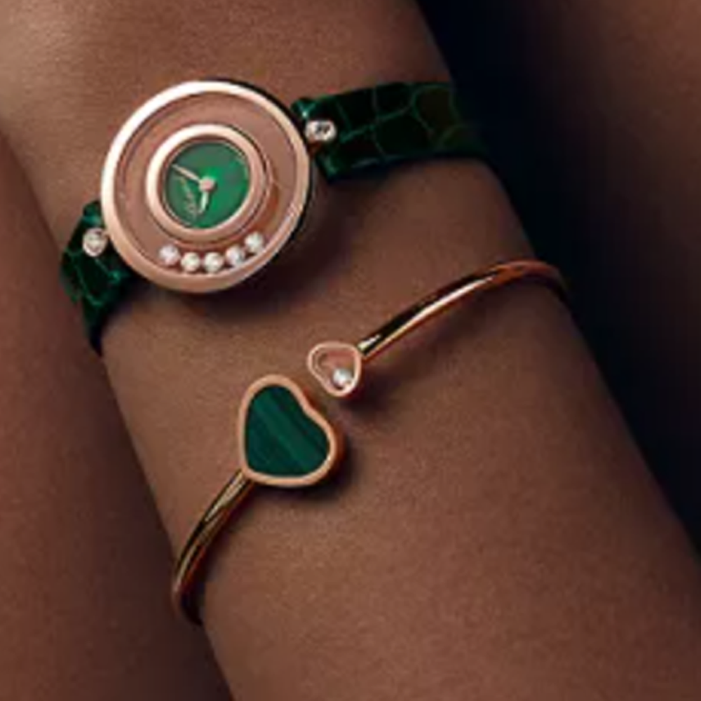 Heart Bracelet - Rose Gold Green