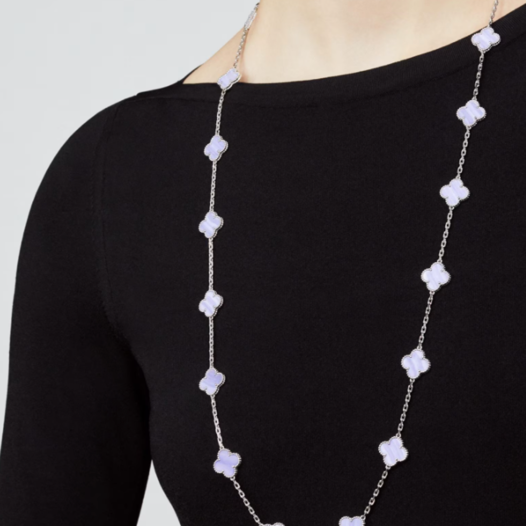 Coki Long Melli Necklace - Light Blue / Silver