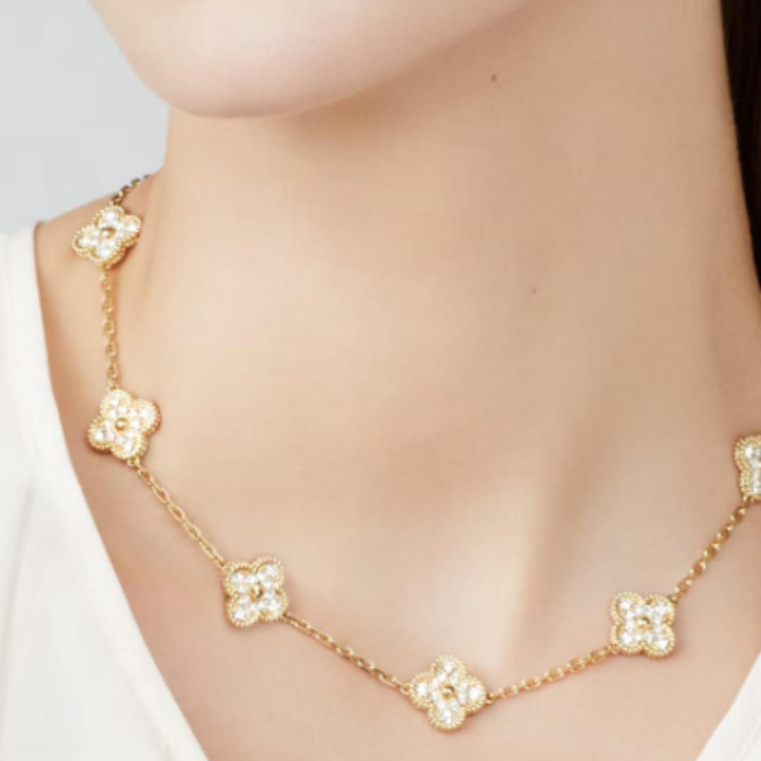 Coki Melli Necklace - White / Gold Diamond