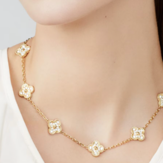 Coki Melli Necklace - White / Gold Diamond