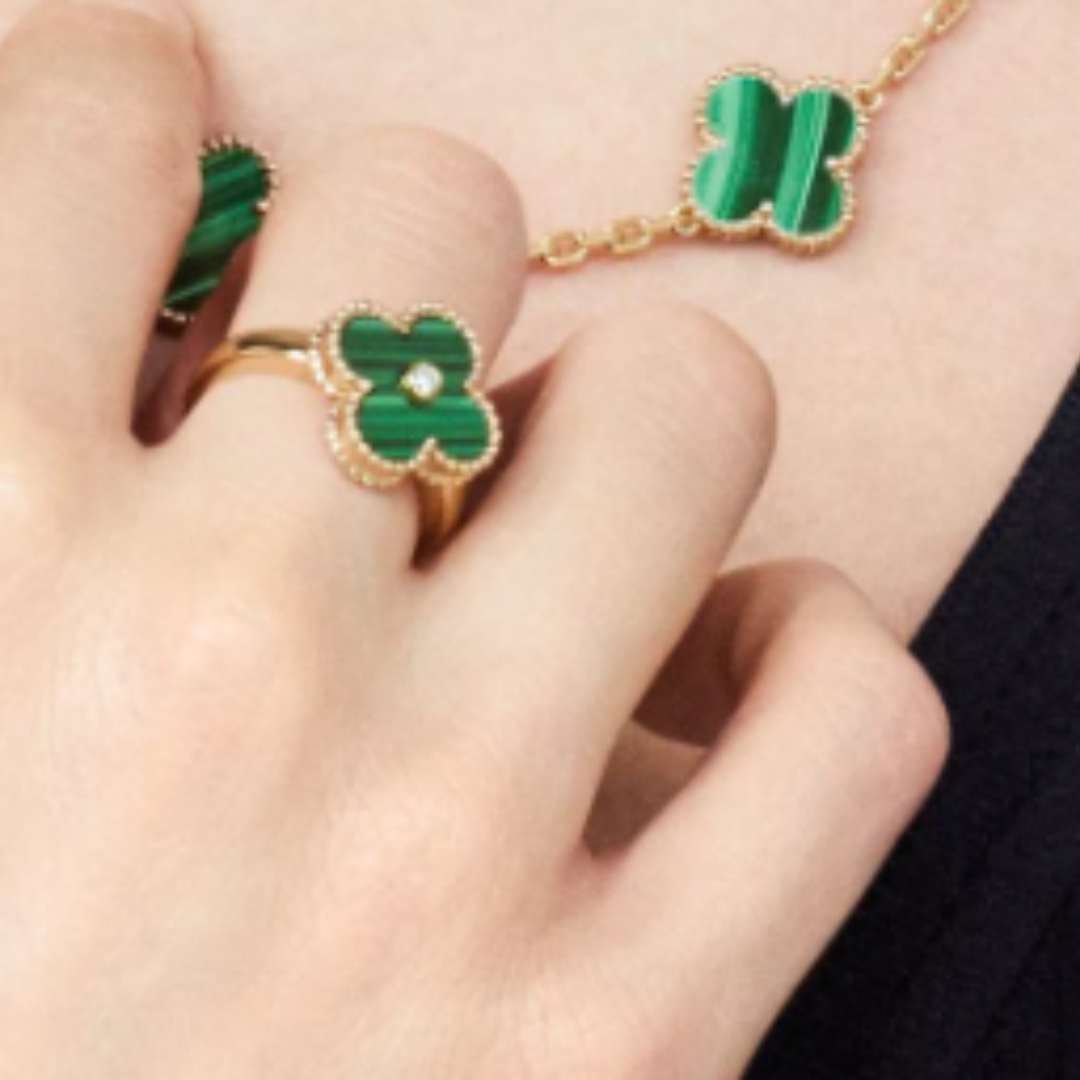 Amber Ring - Green / Gold