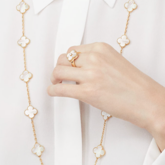 Coki Long Melli Necklace - White / Gold