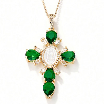 Psalms Necklace - Gold / Green Emeralds
