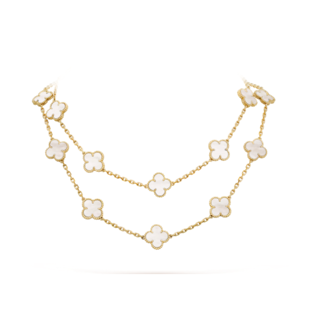 Coki Long Melli Necklace - White / Gold