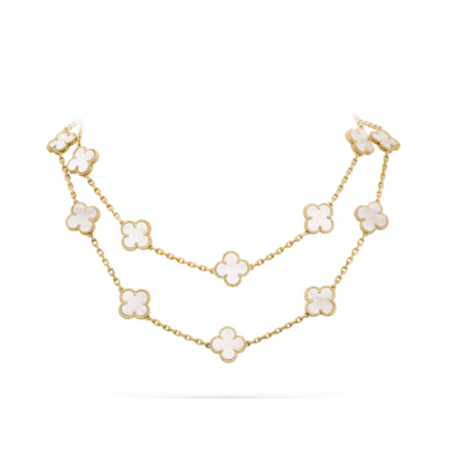 Coki Long Melli Necklace - White / Gold