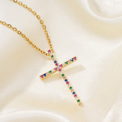 Proverbs Necklace - Gold / Colorful Stones