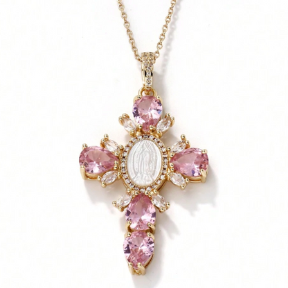 Psalms Necklace - Gold / Pink Emeralds
