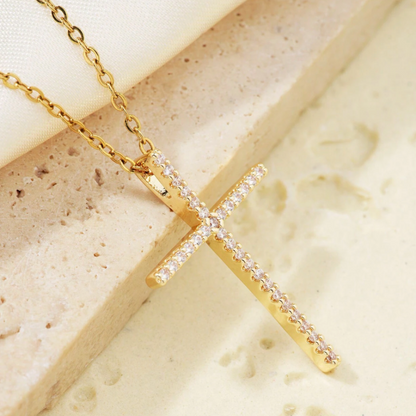 Proverbs Necklace - Gold / White Stones