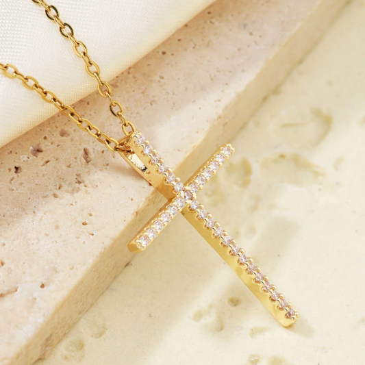 Proverbs Necklace - Gold / White Stones