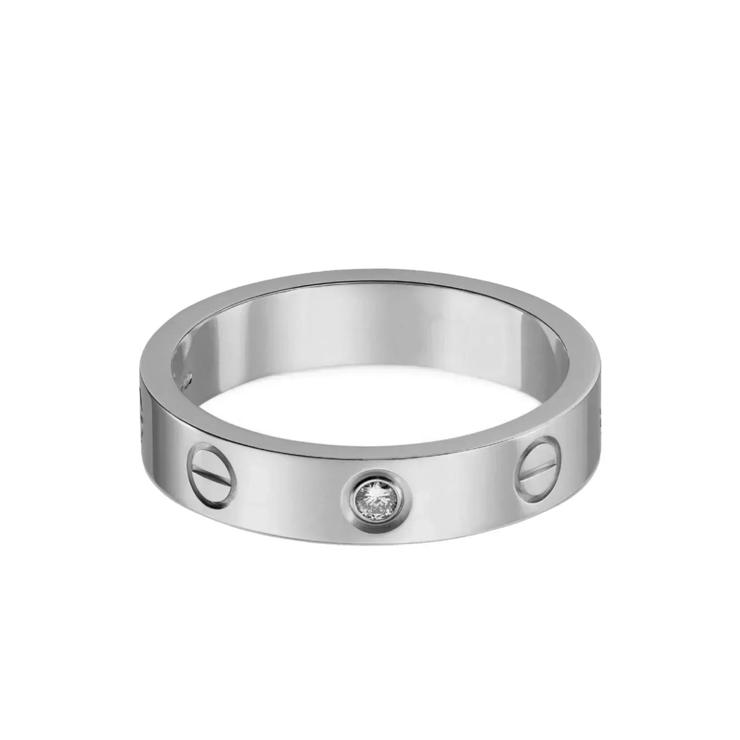 Ava Diamond-Steel Ring - Silver