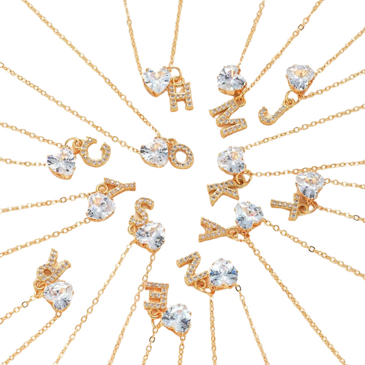Anna Necklace - personalized letter with heart diamond