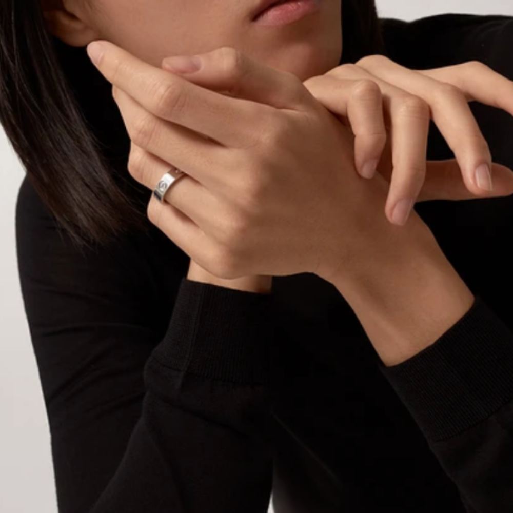 Ava Diamond-Steel Ring - Silver