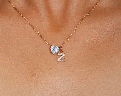 Anna Necklace - personalized letter with heart diamond