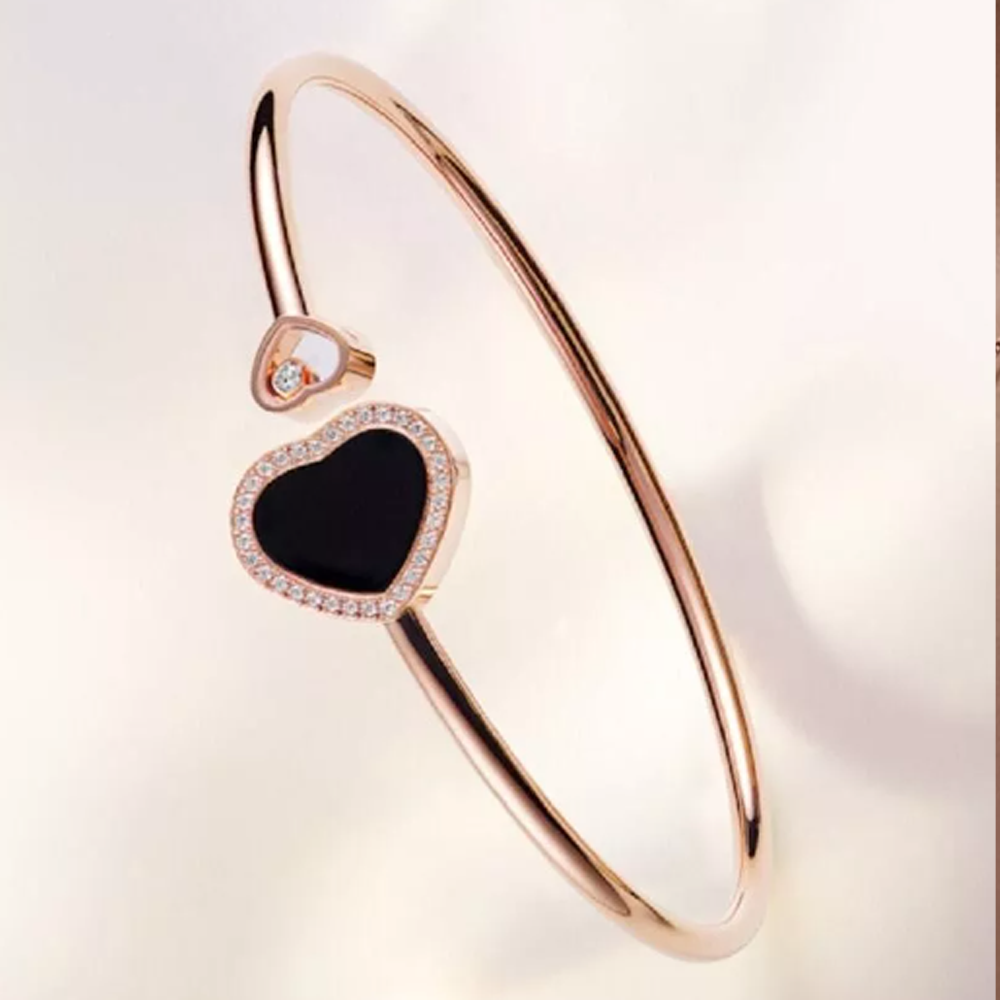 Heart Bracelet - Rose Gold Black