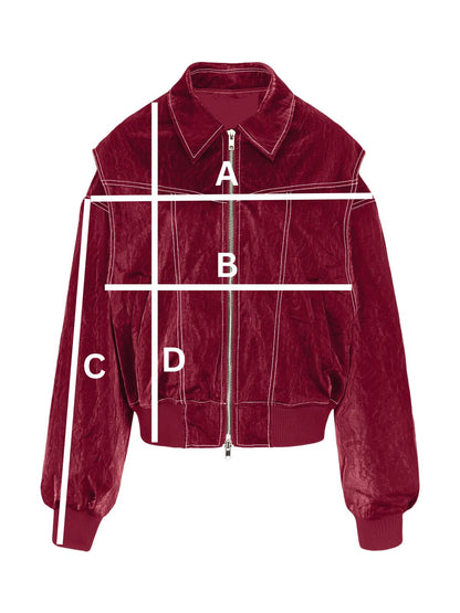 Oversized Contrast Stitch Jacket Red